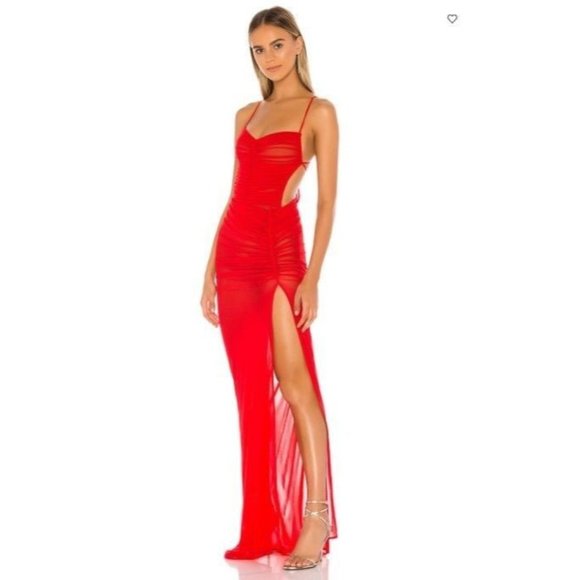 Michael Costello Dresses & Skirts - Michael Costello x REVOLVE Follie Gown in Red Sz XS Sweetheart Neckline